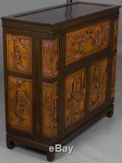 Vintage Antique Style Chinoiserie Bar Cabinet Liquor Drinks Cocktail Cupboard