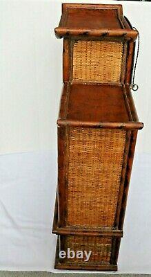 Vintage Chinese Brown Rosewood Wall Curio Display Cabinet Pagoda Style Shelves