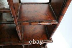 Vintage Chinese Brown Rosewood Wall Curio Display Cabinet Pagoda Style Shelves