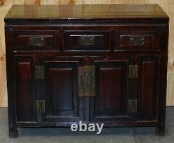 Vintage Chinese Cabinet Cupboard Sideboard Lacquered Carved And Detailed Piece