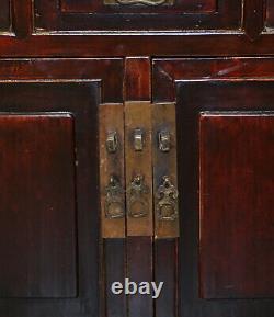 Vintage Chinese Cabinet Cupboard Sideboard Lacquered Carved And Detailed Piece