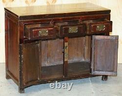 Vintage Chinese Cabinet Cupboard Sideboard Lacquered Carved And Detailed Piece