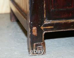 Vintage Chinese Cabinet Cupboard Sideboard Lacquered Carved And Detailed Piece