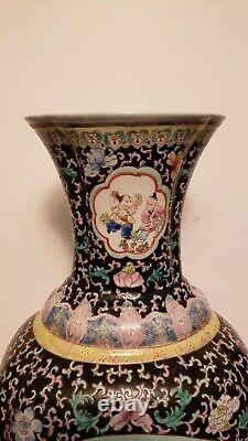 Vintage Chinese Famille verte Peranakan Straits Tongzhi mark but of PROC vase