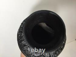 Vintage Chinese Heavy Dragon Carved Black Cinnabar Vase, 9 Tall x 4 1/2 Widest