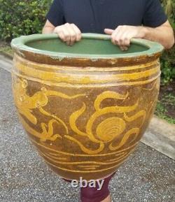 Vintage Chinese Shiwan Dragons Pot Planter 18x19.5