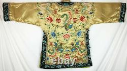 Vintage Chinese Silk Robe Jacket Hand Embroidered Pheonix embroidery Qing