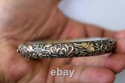 Vintage Chinese Silver and Natural Jade Bangle/Bracelet