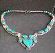 Vintage Chinese Tibetan Turquoise Stones Bead Silver Necklace 125 Grams