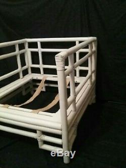 Vintage FICKS REED Chinese Asian Rattan Bamboo Lounge Chair & Ottoman Boho Chic