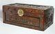 Vintage Hand Carved Chinese Camphor Wood Chest- Ship & Floral Motif