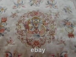 Vintage Hand Made Art Deco Chinese Carpet Beige Wool Large Rug Carpet 345x260cm