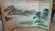 Vintage Painted Chinese Japanese Asian Folding 4 Panel Fireplace Screen Signed