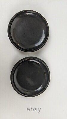 Vintage black Lacquer Chinese Tixi Guri Type 3 Round trinket cosmetic Box