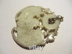 XFINE RARE ANTIQUE CHINESE CARVED JADE BAT PENDANT With14K BAIL-OLD PC-NO RES