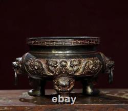 Xuande Signed Old Chinese Bronze Incense Burner withdragon N2857