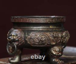 Xuande Signed Old Chinese Bronze Incense Burner withdragon N2857