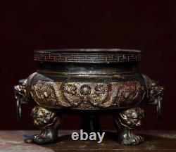 Xuande Signed Old Chinese Bronze Incense Burner withdragon N2857