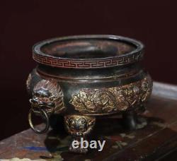 Xuande Signed Old Chinese Bronze Incense Burner withdragon N2857