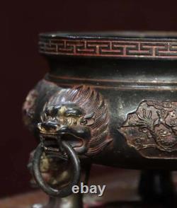 Xuande Signed Old Chinese Bronze Incense Burner withdragon N2857