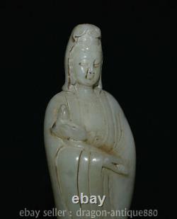 10.2 Ancienne Sculpture De Jade Blanc Chinois Guan Yin Boddhisattva Statue Sculpture