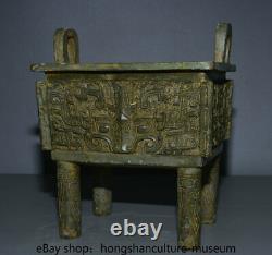 10.2 Chinese Bronze Ware Dynasty Beast Face Ding Handle Incense Burner Censeur