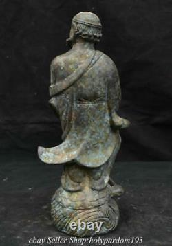 10.4 Ancien Stand De Bronze Chinois Arhat Damo Bodhidharma Dharma Bouddha Statue