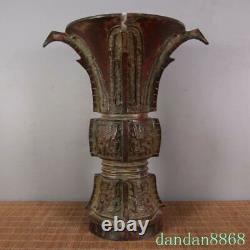 10.4 Chinese Western Zhou Dynasty Bronze Zun Cup Pot De Bouteille Vase Jar Statue
