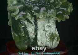 10.4'' Rare Xiu Jade Jadeite Naturel Sculpté Feng Shui Choux Chinois Sculptur