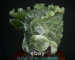 10.4'' Rare Xiu Jade Jadeite Naturel Sculpté Feng Shui Choux Chinois Sculptur