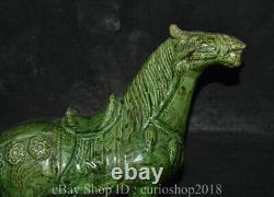 10.4 Vieil Glaze Vert Chinois Dynastie Porcelaine Animal Cheval Succès Statue