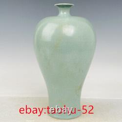 10.4vieille Porcelaine Chinoise Chant Dynastie Ru Four Inscription Vase De Prune