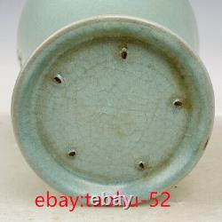 10.4vieille Porcelaine Chinoise Chant Dynastie Ru Four Inscription Vase De Prune
