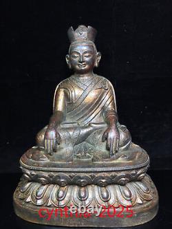 10.6 Anciennes antiquités chinoises Statue en cuivre pur du Guru Bouddha du Tibet