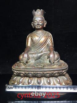10.6 Anciennes antiquités chinoises Statue en cuivre pur du Guru Bouddha du Tibet