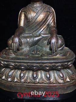 10.6 Anciennes antiquités chinoises Statue en cuivre pur du gourou Bouddha du Tibet
