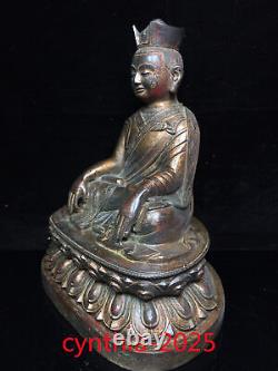 10.6 Anciennes antiquités chinoises Statue en cuivre pur du gourou Bouddha du Tibet