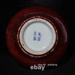 10.6 Antiquités Chinoises Qing Guangxu Years Rouge Glaçure Film Ouvert Bouteille D'ail