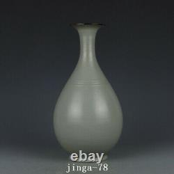 10.6 Porcelaine Chinoise Chanson Dynastie Ru Four Marque Cyan Ouvert Tranche Yuhuchun Vase