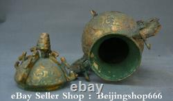10.8 Old Chinese Bronze Ware Gilt Dynasty Palace Dragon Beast Vessel Kettle