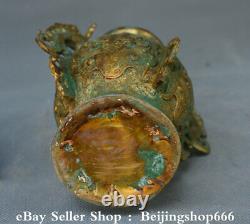 10.8 Old Chinese Bronze Ware Gilt Dynasty Palace Dragon Beast Vessel Kettle