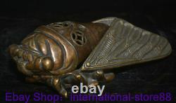 10.8 Rare Ancienne Dynastie De Bronze Chinois Feng Shui Cicada Incense Burner Censer
