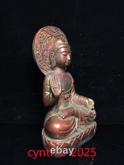 10 Anciennes antiquités bouddhistes chinoises en cuivre doré représentant la statue de Sakyamuni