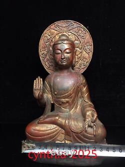 10 Anciennes antiquités chinoises bouddhisme Statue en cuivre doré de Sakyamuni