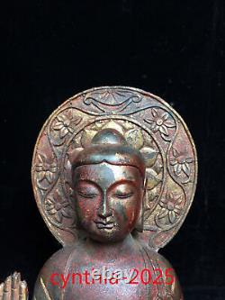 '10 Anciennes antiquités chinoises bouddhisme statue de Sakyamuni en cuivre pur doré'
