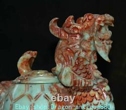 10 Bon Chinois Xiu Jade Carving Dragon Snake Xuan Wu Dieu Bête Pot Statue