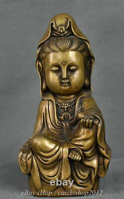 10 Chinese Copper Feng Shui Siège Kwan-yin Guan Yin Boddhisattva Sculpture