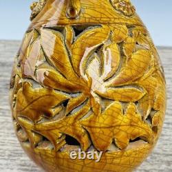 10 Chinese Porcelaine Song Dynastie Ding Kiln Marque Fleur Jaune Double Oreille Vase