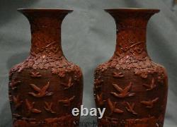 10 Laque Rouge Du Palais Chinois Marqué Pot De Pot De Pot De Pot De Fleur Sculptée