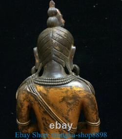10 Vieux Bouddhisme Gilt De Bronze Chinois Amitayus Longévité Déesse Sculpture